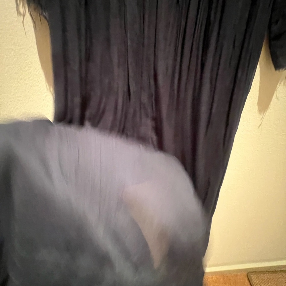 Navy Long-Sleeve Pleated Maxi tied in front Cardigan - Picture 9 of 11
